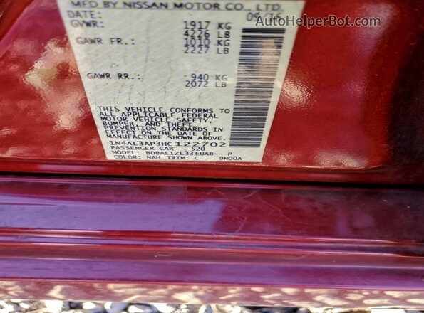 1N4AL3AP3HC122702 2017 NISSAN ALTIMA Red Widok komory silnika