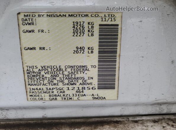1N4AL3AP5GC121856 2016 NISSAN ALTIMA White Engine compartment view
