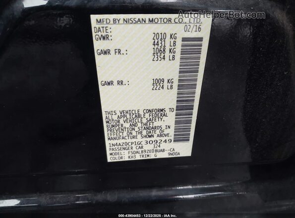1N4AZ0CP1GC309249 2016 NISSAN LEAF Black Widok komory silnika