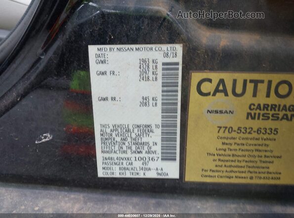 1N4BL4DVXKC100367 2019 NISSAN ALTIMA Black Vista del compartimento del motor