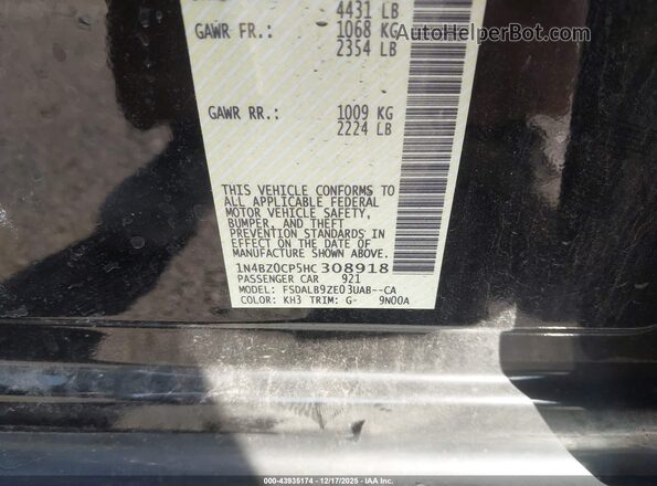 1N4BZ0CP5HC308918 2017 NISSAN LEAF Черный Вид подкапотного пространства