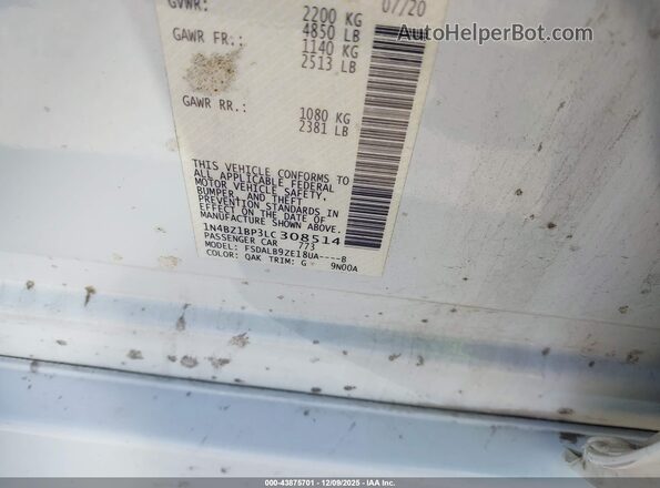 1N4BZ1BP3LC308514 2020 NISSAN LEAF White Вид підкапотного простору