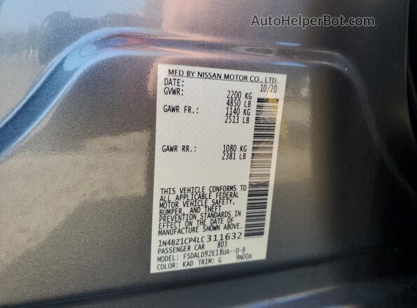 1N4BZ1CP4LC311632 2020 NISSAN LEAF Gray Շարժիչի բաժամունքի տեսք