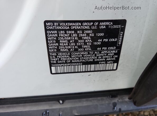 1V2DNPE80PC055632 2023 VOLKSWAGEN ID.4 White Widok wnętrza 360 stopni