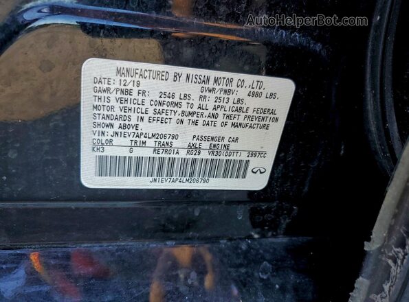 JN1EV7AP4LM206790 2020 INFINITI Q50 Черный Панорамный вид салона 360°