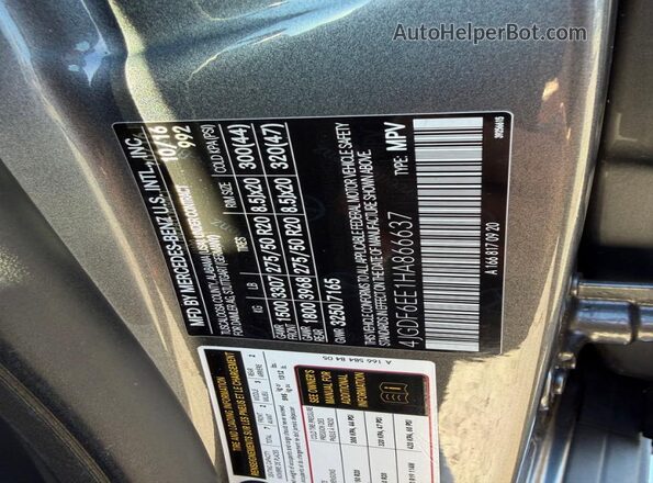 4JGDF6EE1HA866637 2017 MERCEDES-BENZ GLS-CLASS Угольный Вид задней части салона
