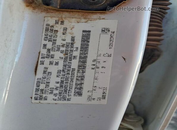 1FT7W2BT0HEE58765 2017 FORD F250 Белый Вид наклейки с VIN-кодом