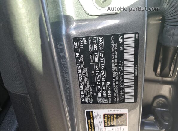 4JGFF5KE2NA625429 2022 MERCEDES-BENZ GLS Серый Панорамный вид салона 360°