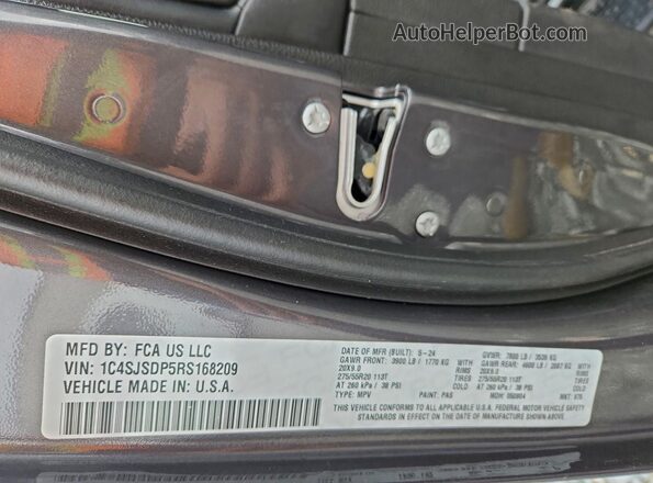 1C4SJSDP5RS168209 2024 JEEP WAGONEER Gray Սալոնի 360 աստիճան տեսք
