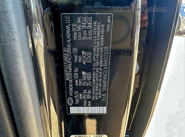 5NMP44GLXRH017038 2024 HYUNDAI SANTA FE Black Вид задньої частини салону