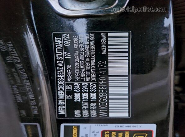 W1KEG2BB8PF014172 2023 MERCEDES-BENZ EQE Black Vista de la etiqueta del VIN