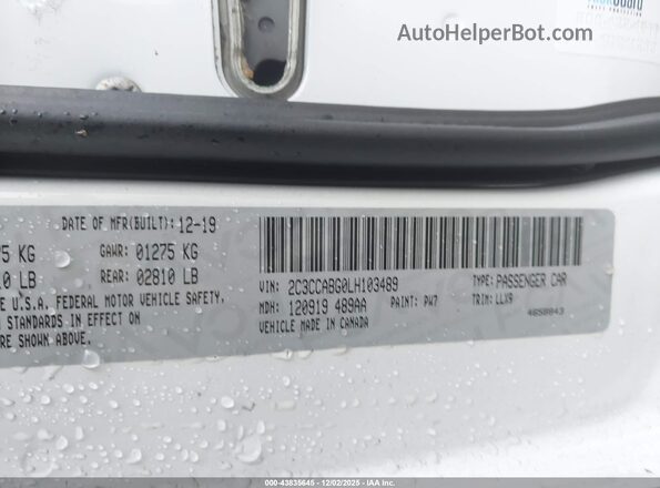 2C3CCABG0LH103489 2020 CHRYSLER 300 White Widok komory silnika