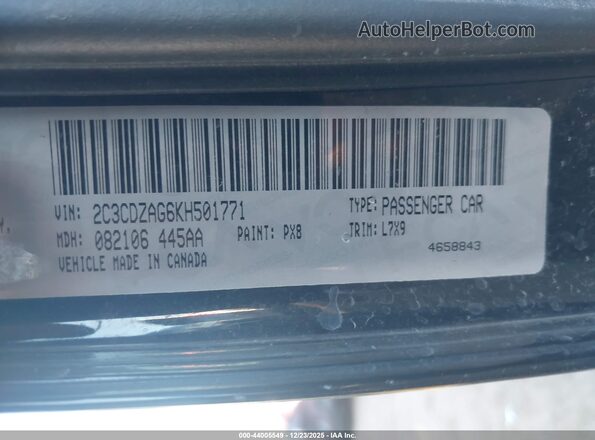 2C3CDZAG6KH501771 2019 DODGE CHALLENGER Черный Вид подкапотного пространства