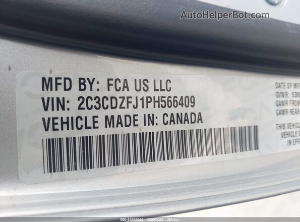 2C3CDZFJ1PH566409 2023 DODGE CHALLENGER Серебряный Вид подкапотного пространства