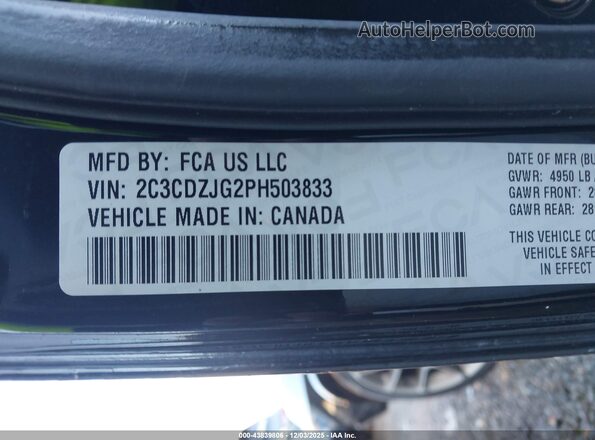 2C3CDZJG2PH503833 2023 DODGE CHALLENGER Черный Вид подкапотного пространства