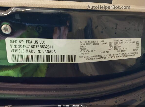 2C4RC1BG7PR532344 2023 CHRYSLER PACIFICA Черный Вид подкапотного пространства