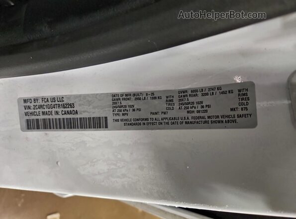 2C4RC1GG4TR162263 2026 CHRYSLER PACIFICA White Widok naklejki z numerem VIN
