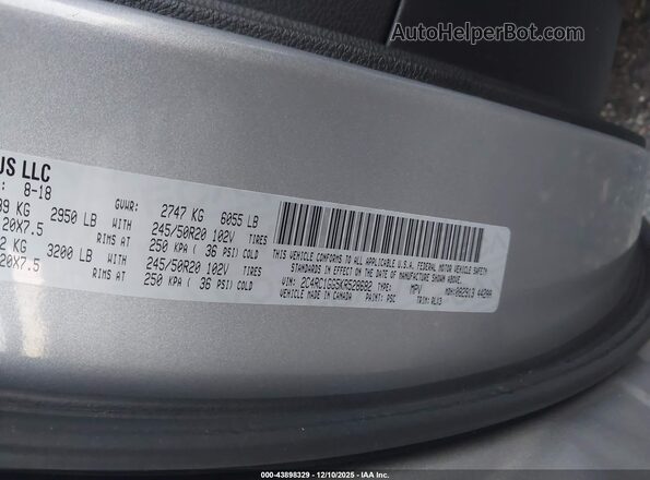 2C4RC1GG5KR528682 2019 CHRYSLER PACIFICA Серебряный Вид подкапотного пространства