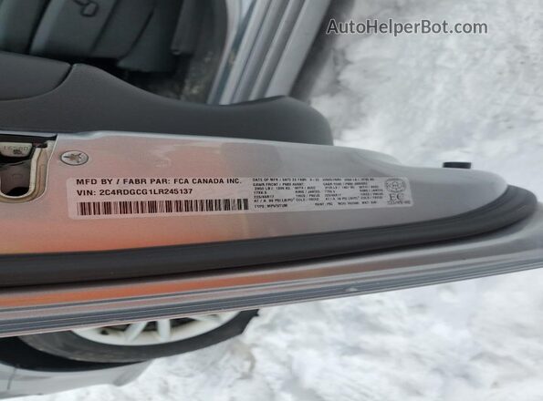 2C4RDGCG1LR245137 2020 DODGE GRAND Silver Вид наклейки з VIN-кодом