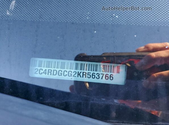 2C4RDGCG2KR563766 2019 DODGE GRAND Gray Widok naklejki z numerem VIN