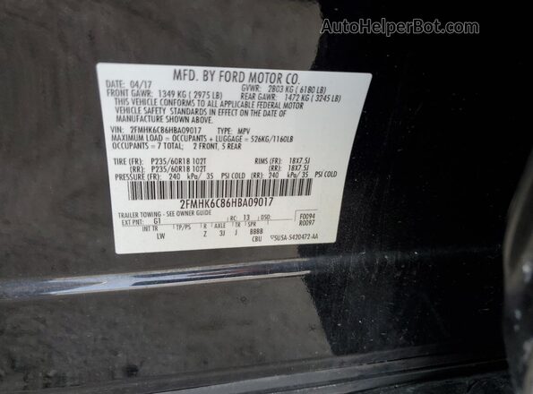 2FMHK6C86HBA09017 2017 FORD FLEX Black Vista del compartimento del motor