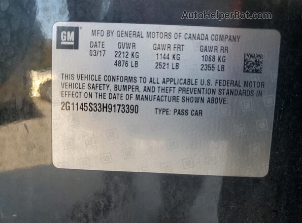 2G1145S33H9173390 2017 CHEVROLET IMPALA Black Widok komory silnika