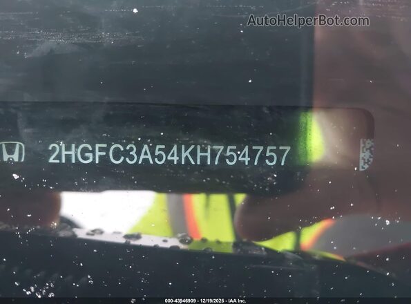 2HGFC3A54KH754757 2019 HONDA CIVIC SI Red Vista de los asientos traseros