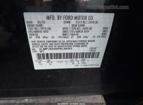 2LMPJ6K96PBL08583 2023 LINCOLN NAUTILUS Черный Вид подкапотного пространства