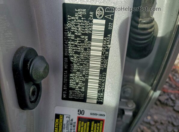 2T1BURHE2JC007363 2018 TOYOTA LL White Widok wnętrza 360 stopni