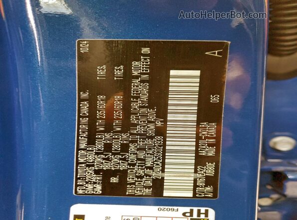 2T2ADCAZ5SC021938 2025 LEXUS NX Blue Widok naklejki z numerem VIN