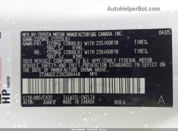 2T2AGCEZ3SC086448 2025 LEXUS NX 350 White Widok komory silnika