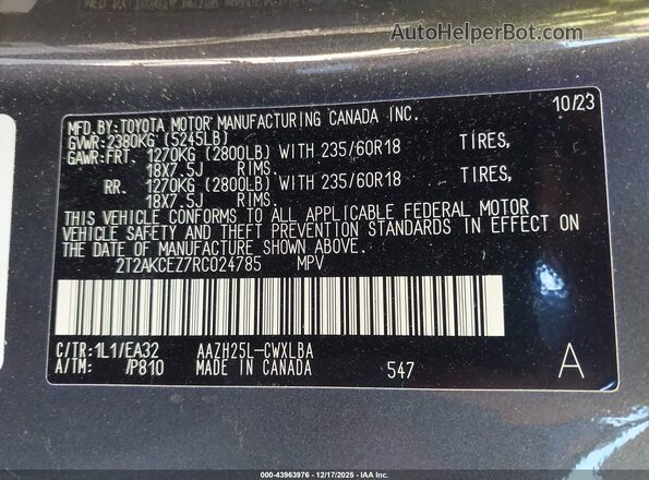2T2AKCEZ7RC024785 2024 LEXUS NX 350H Gray Вид підкапотного простору