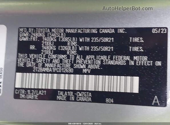 2T2BAMBA1PC012690 2023 LEXUS RX 350 Silver Widok komory silnika