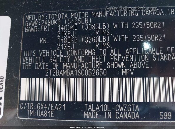 2T2BAMBA1SC052650 2025 LEXUS RX 350 Зеленый Вид подкапотного пространства
