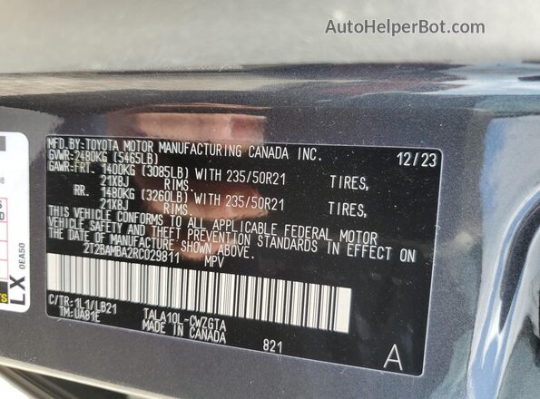 2T2BAMBA2RC029811 2024 LEXUS RX Charcoal Շարժիչի բաժամունքի տեսք