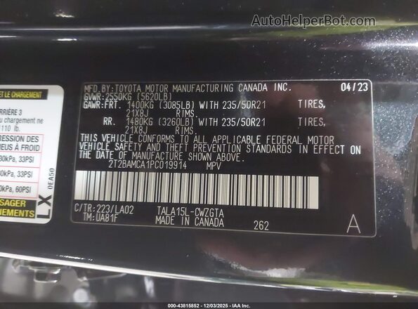 2T2BAMCA1PC019914 2023 LEXUS RX 350 Black Engine compartment view