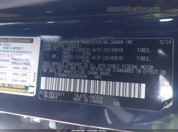 2T2BAMCA3SC093828 2025 LEXUS RX 350 Blue Vista del compartimento del motor