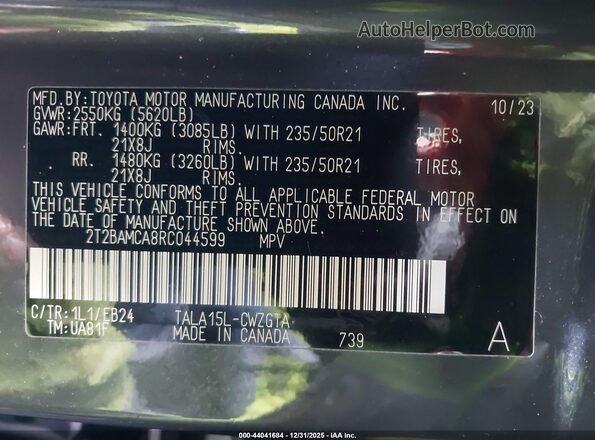 2T2BAMCA8RC044599 2024 LEXUS RX 350 Gray Вид підкапотного простору