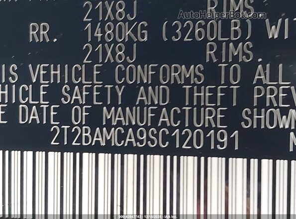 2T2BAMCA9SC120191 2025 LEXUS RX 350 Черный Вид подкапотного пространства