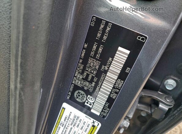 2T2BBMCA4RC039252 2024 LEXUS RX Charcoal Widok naklejki z numerem VIN