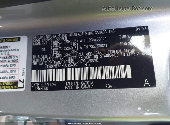 2T2BCMEA3RC015406 2024 LEXUS RX 500H Серебряный Вид подкапотного пространства