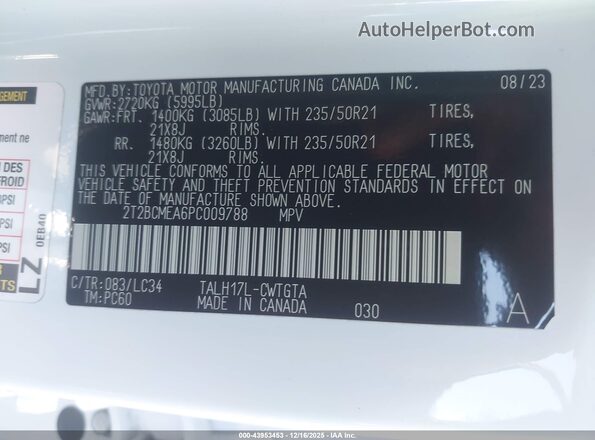 2T2BCMEA6PC009788 2023 LEXUS RX 500H White Вид підкапотного простору