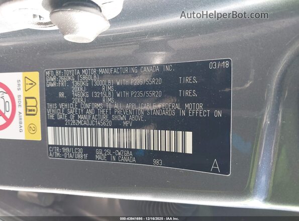 2T2BZMCA0JC145620 2018 LEXUS RX 350  Вид подкапотного пространства