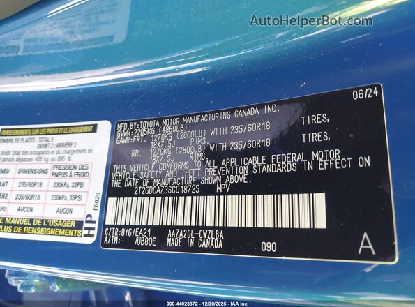 2T2GDCAZ3SC018725 2025 LEXUS NX 250 Blue ძრავის განყოფილების ხედი