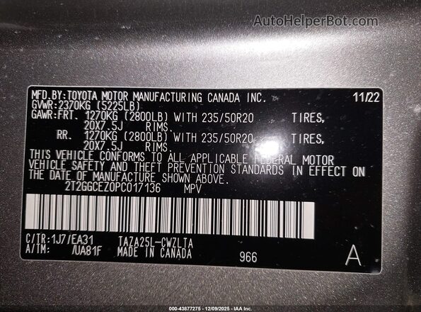 2T2GGCEZ0PC017136 2023 LEXUS NX 350 Gray Widok komory silnika