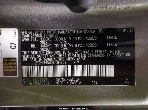2T2HGMDAXMC061758 2021 LEXUS RX 450H Silver Շարժիչի բաժամունքի տեսք