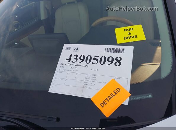 2T2HZMDA6LC233292 2020 LEXUS RX 350 Белый 