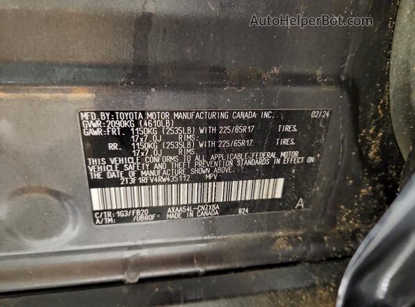 2T3F1RFV4RW435112 2024 TOYOTA LE Угольный Вид подкапотного пространства