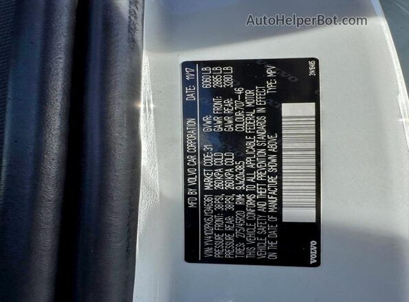 YV4102PK6J1346361 2018 VOLVO XC90 Белый 