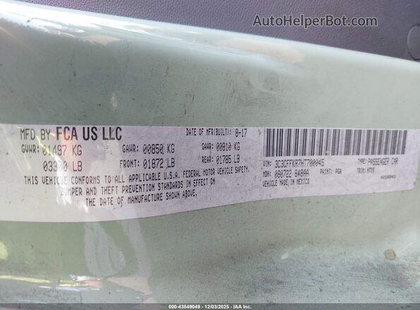 3C3CFFKR7HT700045 2017 FIAT 500 Зеленый Вид подкапотного пространства